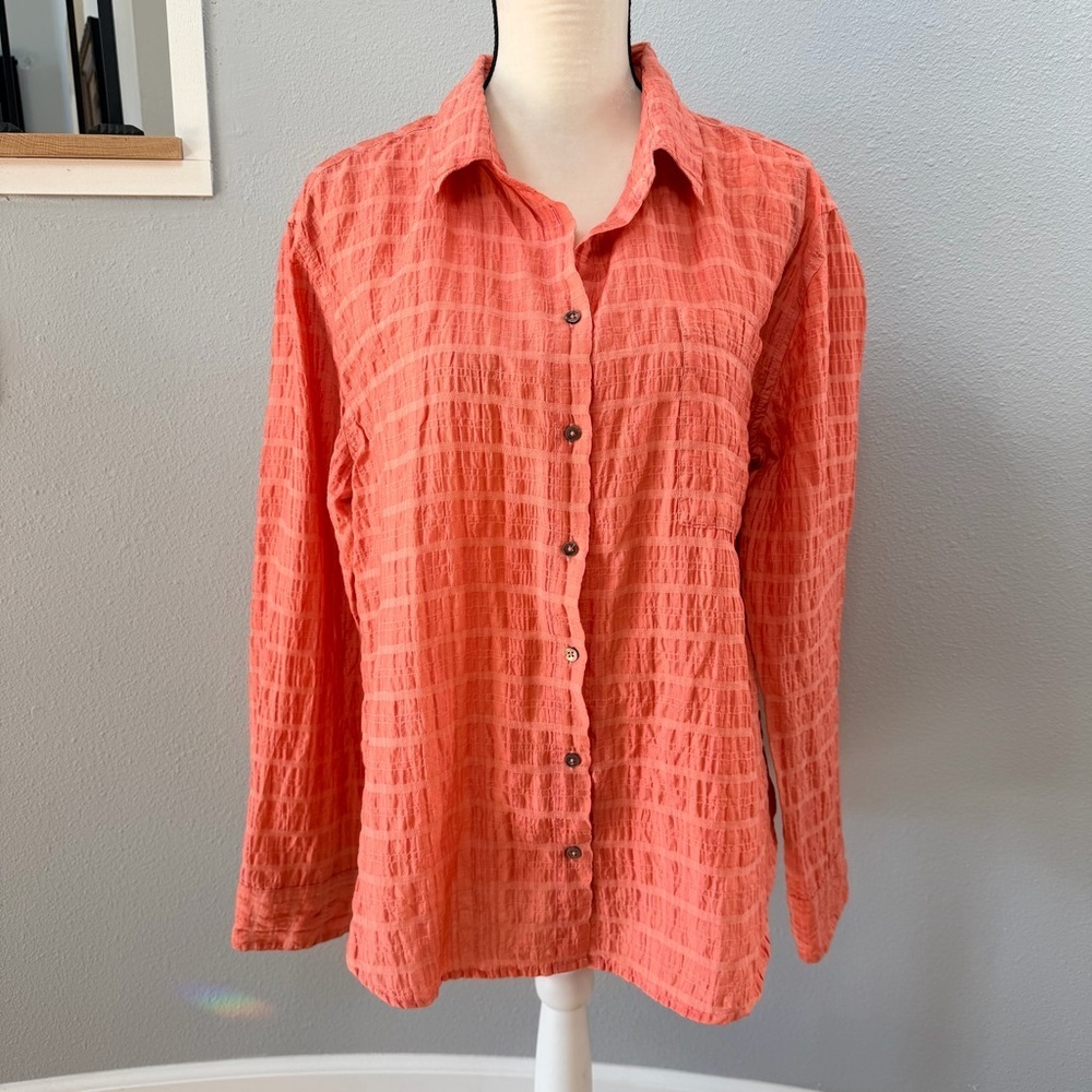 Dylan Textured Coral Button-Down Long Sleeve Shirt